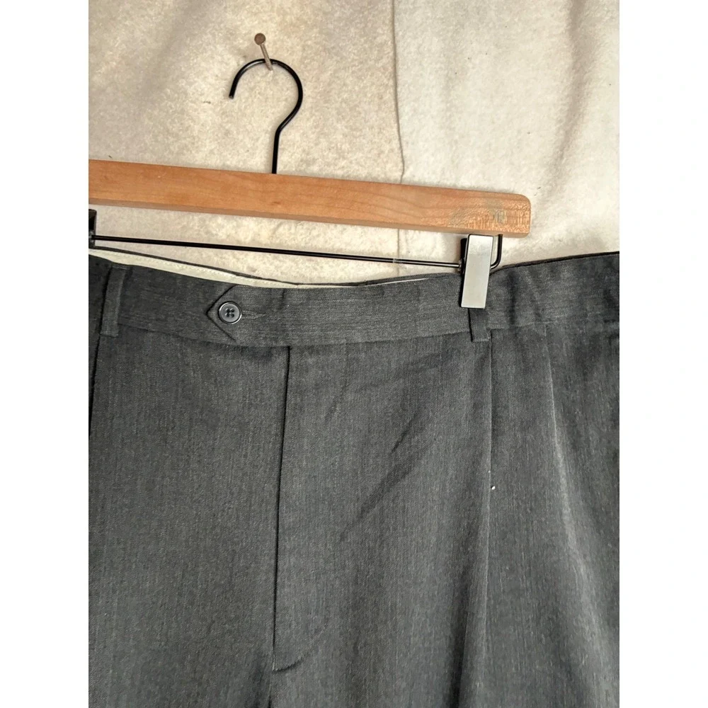 Joseph & Feiss Mens 40x30 Pleated Dress Pants Gray Wool Blend Cuffed Trousers